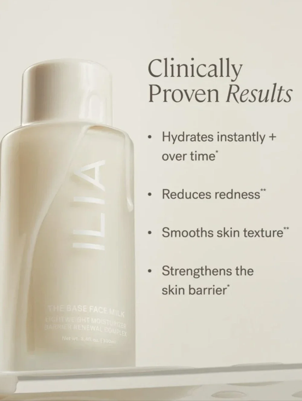 ILIA The Base Face Milk Lightweight Moisturizer, 100ml (Full Size), NIB